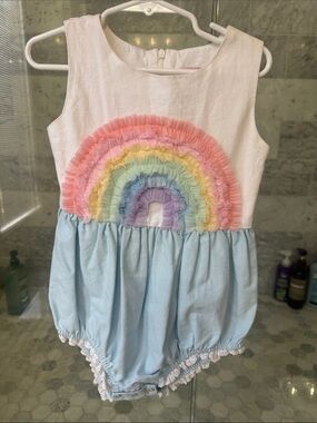 Girl August Pastel Rainbow Ruffle Bubble